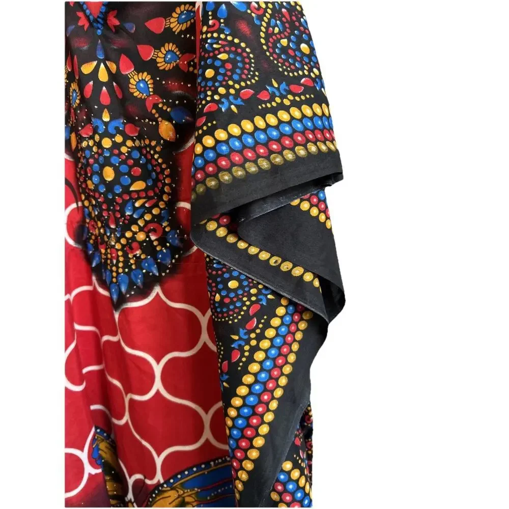Women Kaftan red boho long coverup house coat Butterfly Dress Rock free XL